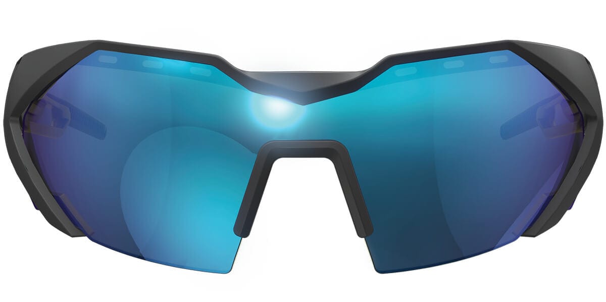 Mechanix Wear Type-E Safety Glasses with Black Frame and Blue Diamond Mirror Anti-Fog Lens VES-22AK-BU - Front View