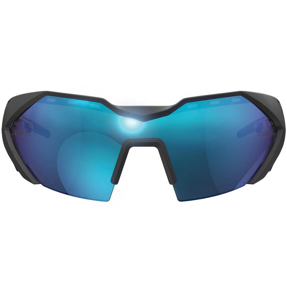 Mechanix Wear Type-E Safety Glasses with Black Frame and Blue Diamond Mirror Anti-Fog Lens VES-22AK-BU - Front View