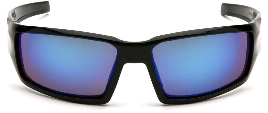 Venture Gear Pagosa Safety Sunglasses with Black Frame and Ice Blue Mirror Anti-Fog Lens - Front