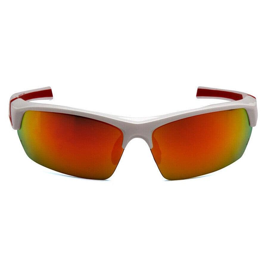 Venture Gear Tensaw Safety Sunglasses with White and Red Frame and Sky Red Mirror Anti-Fog Lens VGSWR355T - Front View