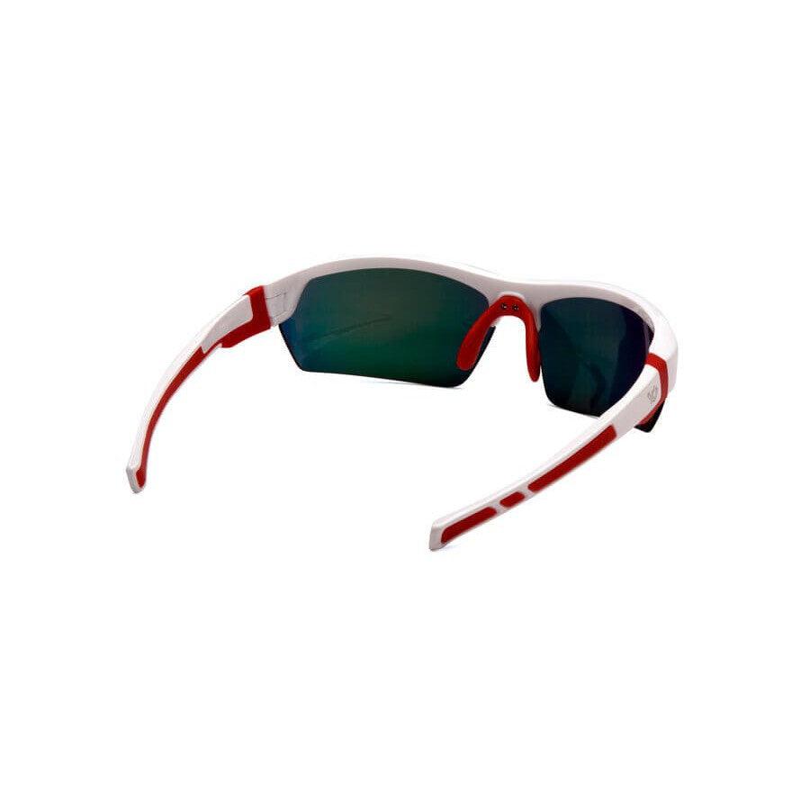 Venture Gear Tensaw Safety Sunglasses with White and Red Frame and Sky Red Mirror Anti-Fog Lens VGSWR355T - Back View