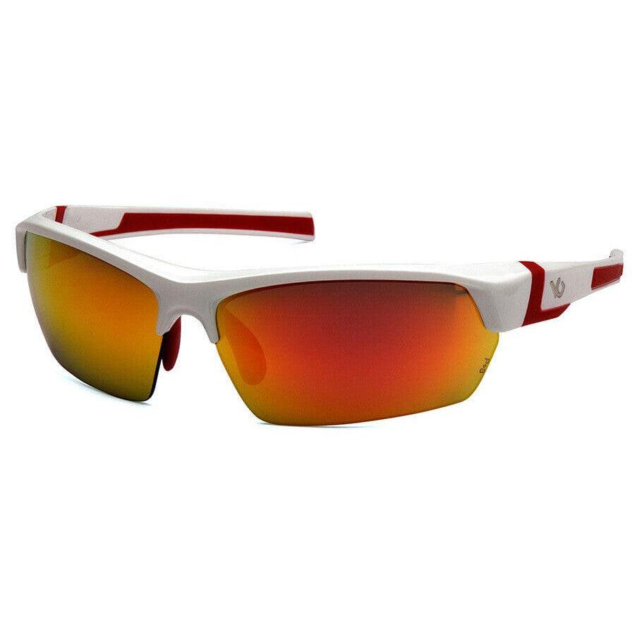 Venture Gear Tensaw Safety Sunglasses with White and Red Frame and Sky Red Mirror Anti-Fog Lens VGSWR355T