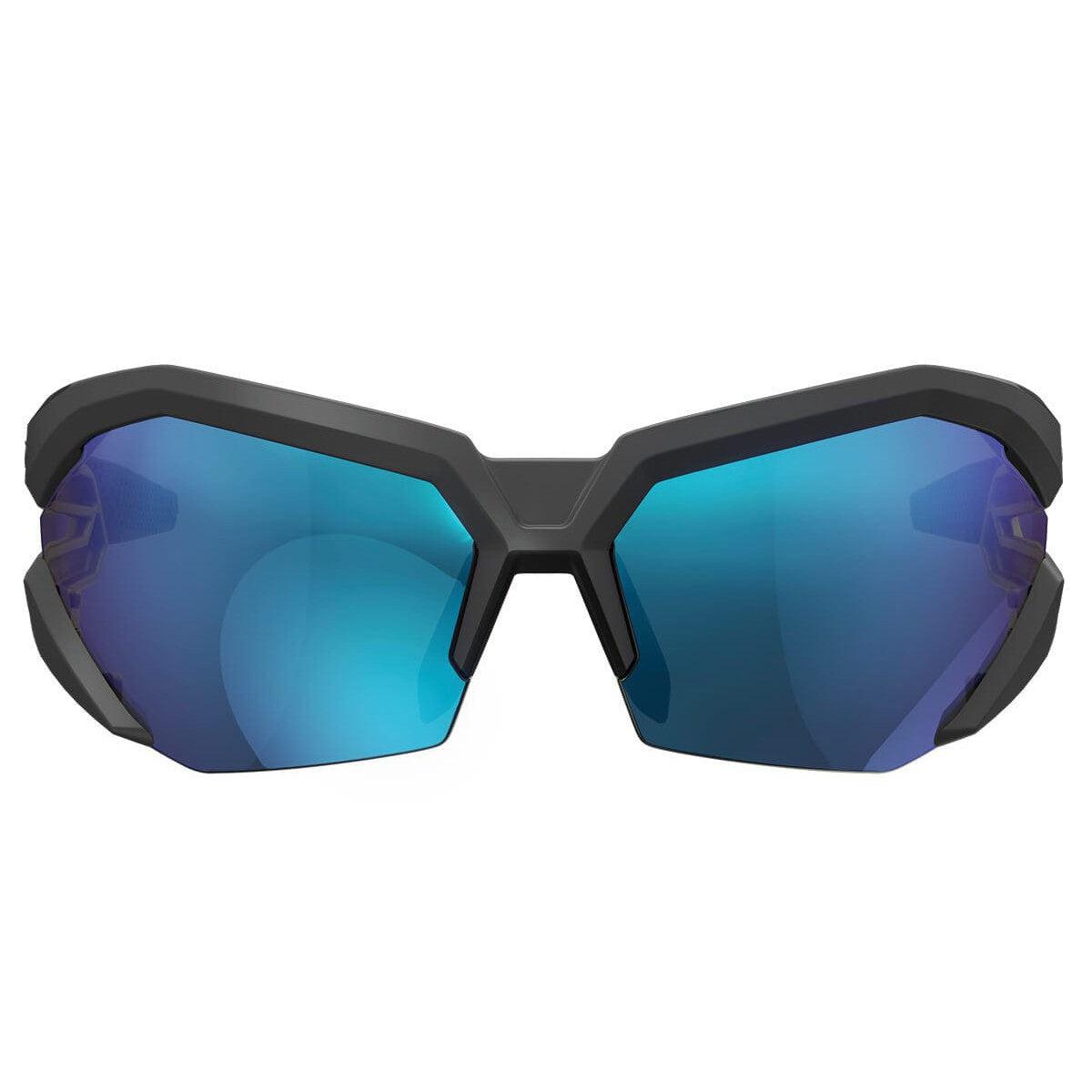 Mechanix Wear Type-V Safety Glasses with Grey Frame and Blue Diamond Mirror Anti-Fog Lens VVS-22AH-BU - Front View