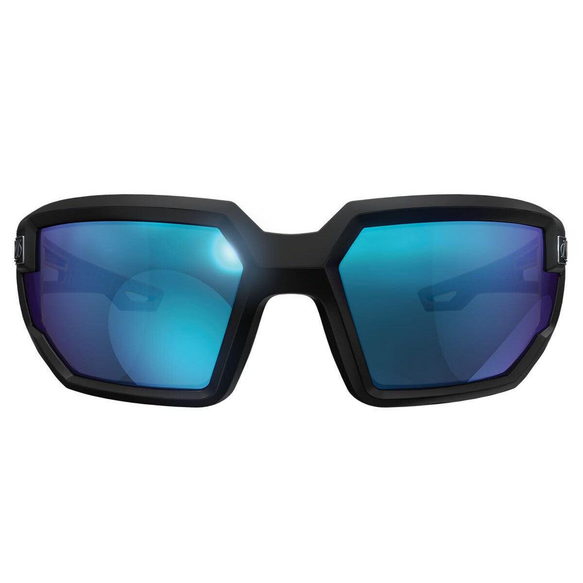 Mechanix Wear Type-X Safety Glasses with Black Frame and Blue Diamond Mirror Anti-Fog Lens VXS-22AE-BU - Front View