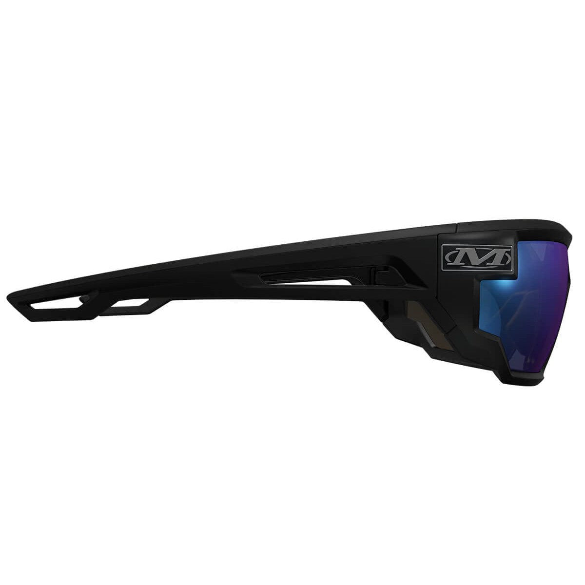 Mechanix Wear Type-X Safety Glasses with Black Frame and Blue Diamond Mirror Anti-Fog Lens VXS-22AE-BU - Side View