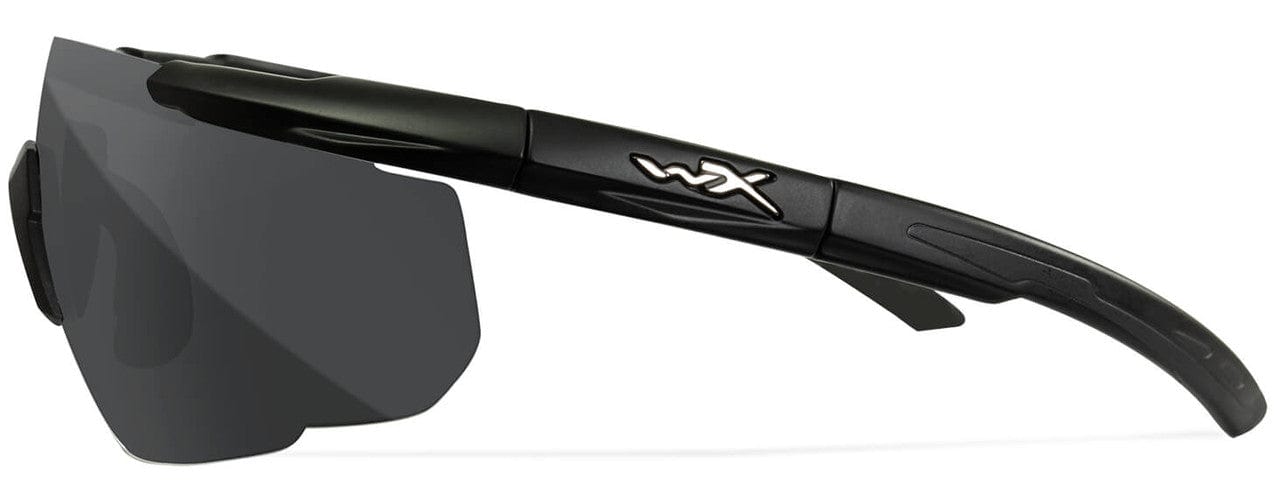 Wiley X Saber Advanced Ballistic Safety Glasses with Matte Black Frame and Smoke Grey Lenses 302 - Left View