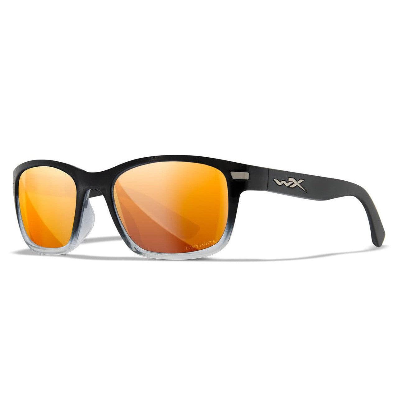 Wiley X Helix Safety Sunglasses with Black Crystal Fade Frame and Captivate Polarized Bronze Mirror Lens AC6HLX04