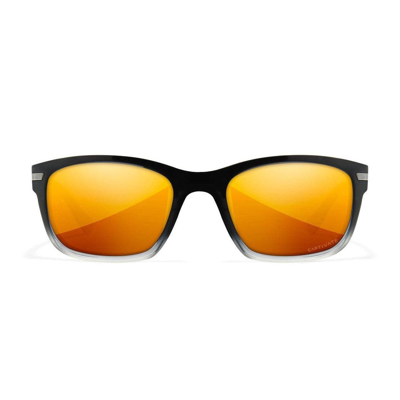 Wiley X Helix Safety Sunglasses with Black Crystal Fade Frame and Captivate Polarized Bronze Mirror Lens AC6HLX04 - Front View