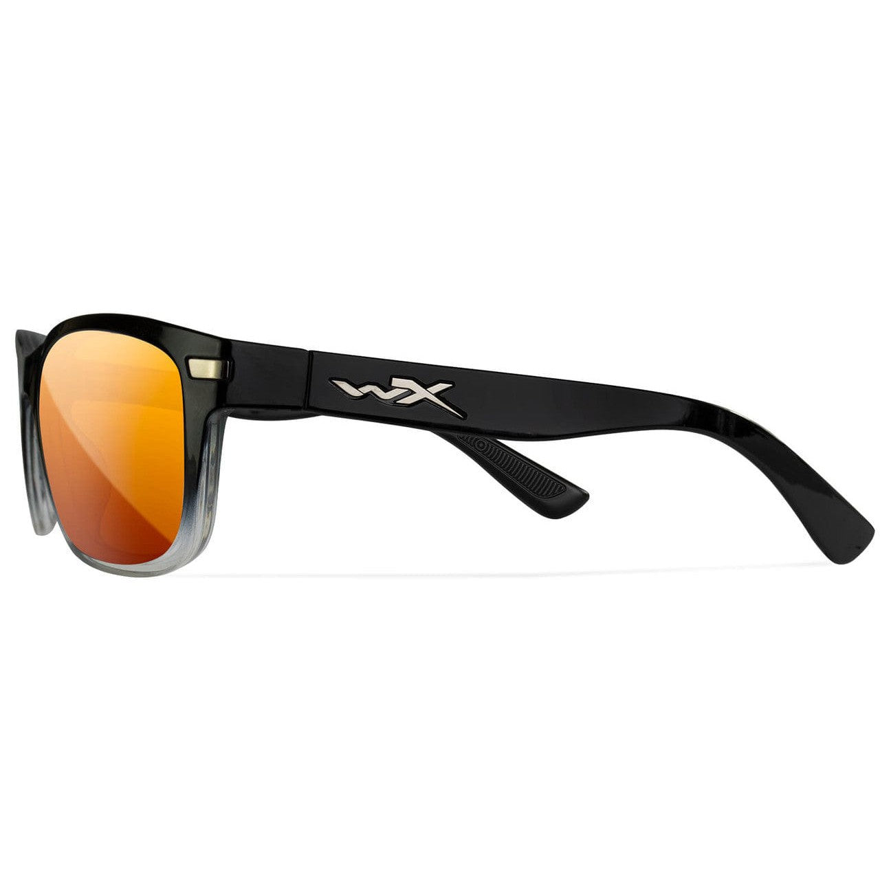 Wiley X Helix Safety Sunglasses with Black Crystal Fade Frame and Captivate Polarized Bronze Mirror Lens AC6HLX04 - Side View