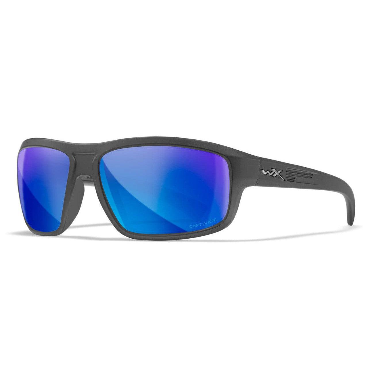 Wiley X Contend Safety Sunglasses with Matte Graphite Frame and Captivate Polarized Blue Mirror Lens ACCNT09