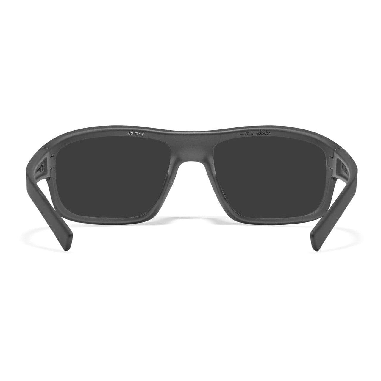 Wiley X Contend Safety Sunglasses with Matte Graphite Frame and Captivate Polarized Blue Mirror Lens ACCNT09 - Back View