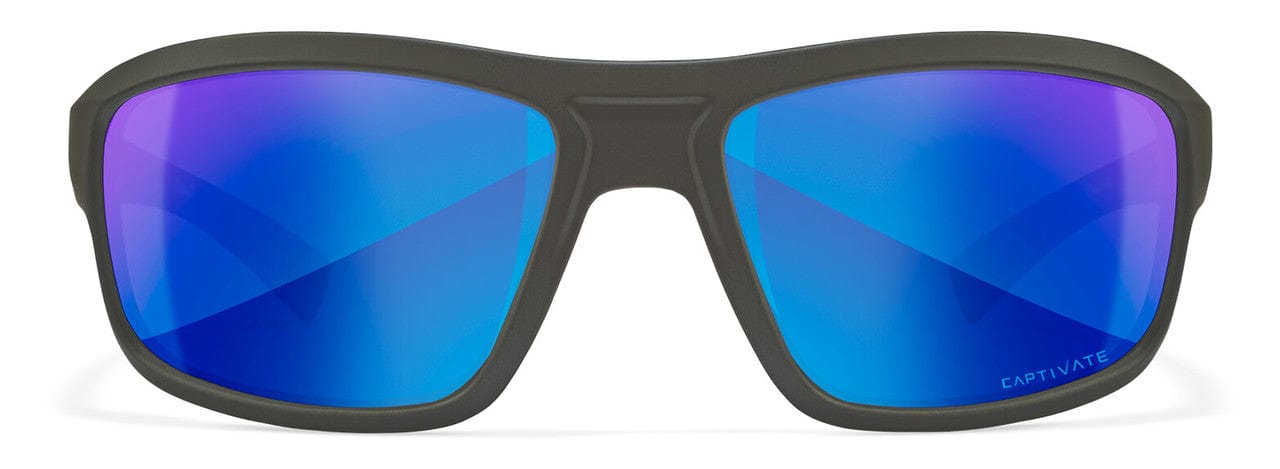 Wiley X Contend Safety Sunglasses with Matte Graphite Frame and Captivate Polarized Blue Mirror Lens ACCNT09 - Front View