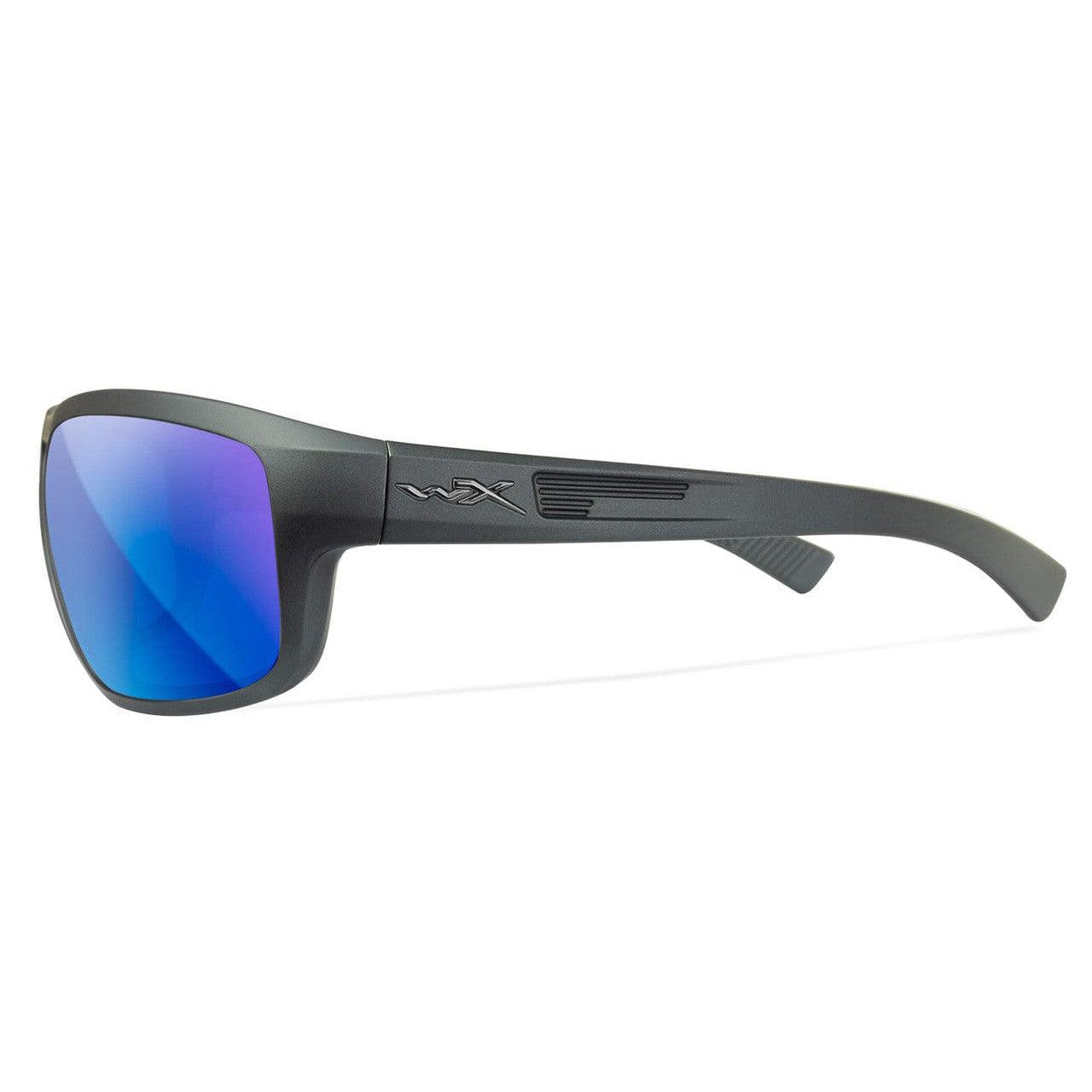 Wiley X Contend Safety Sunglasses with Matte Graphite Frame and Captivate Polarized Blue Mirror Lens ACCNT09 - Side View