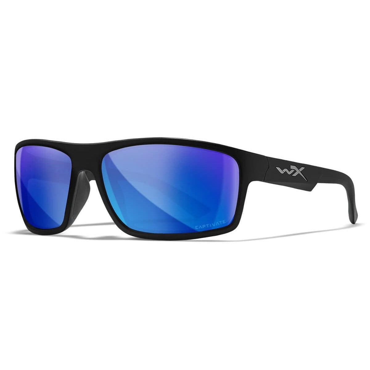 Wiley X Peak Safety Sunglasses with Matte Black Frame and Captivate Blue Mirror Polarized Lens WX-ACPEA19
