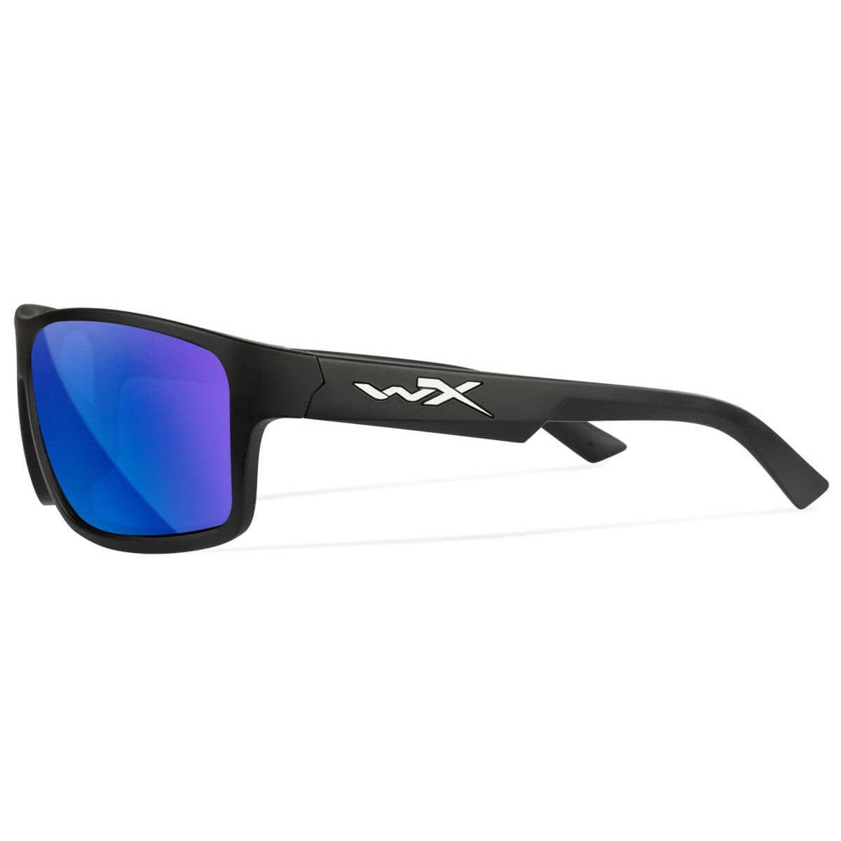 Wiley X Peak Safety Sunglasses with Matte Black Frame and Captivate Blue Mirror Polarized Lens WX-ACPEA19 - Left Side View