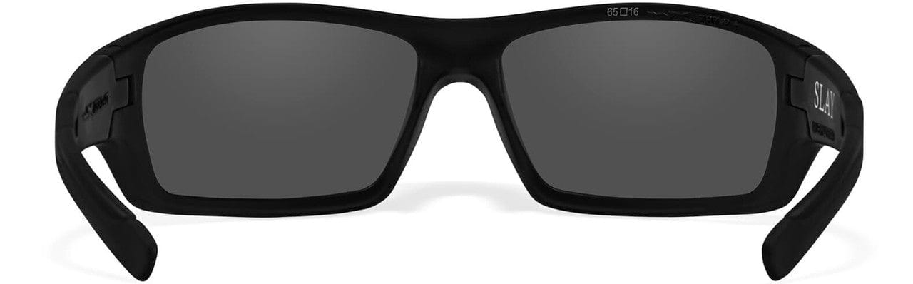 Wiley X Slay Black Ops Safety Sunglasses with Matte Black Frame and Smoke Grey Lens ACSLA01 - Back View
