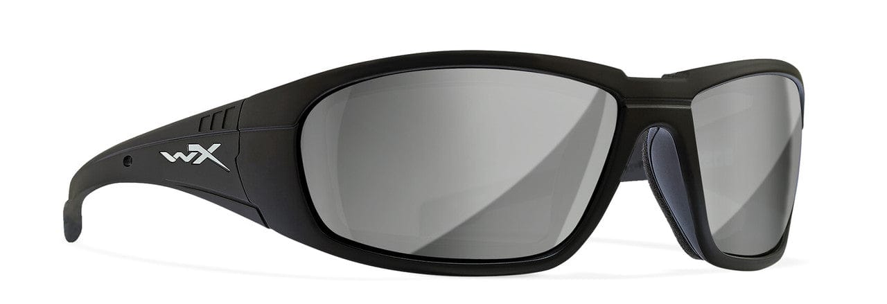 Wiley X Boss Safety Sunglasses with Matte Black Frame and Silver Flash Lens CCBOS06 - Right Side