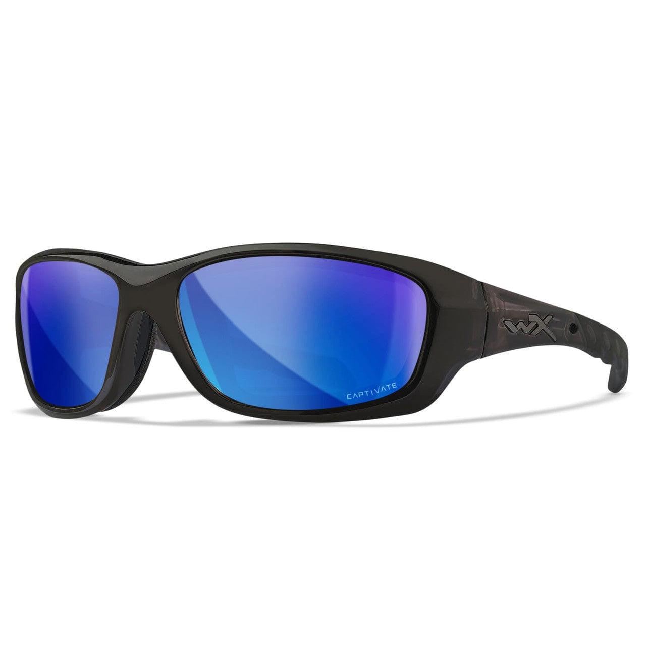 Wiley X Gravity Safety Sunglasses with Black Crystal Frame and Captivate Polarized Blue Mirror Lens CCGRA19