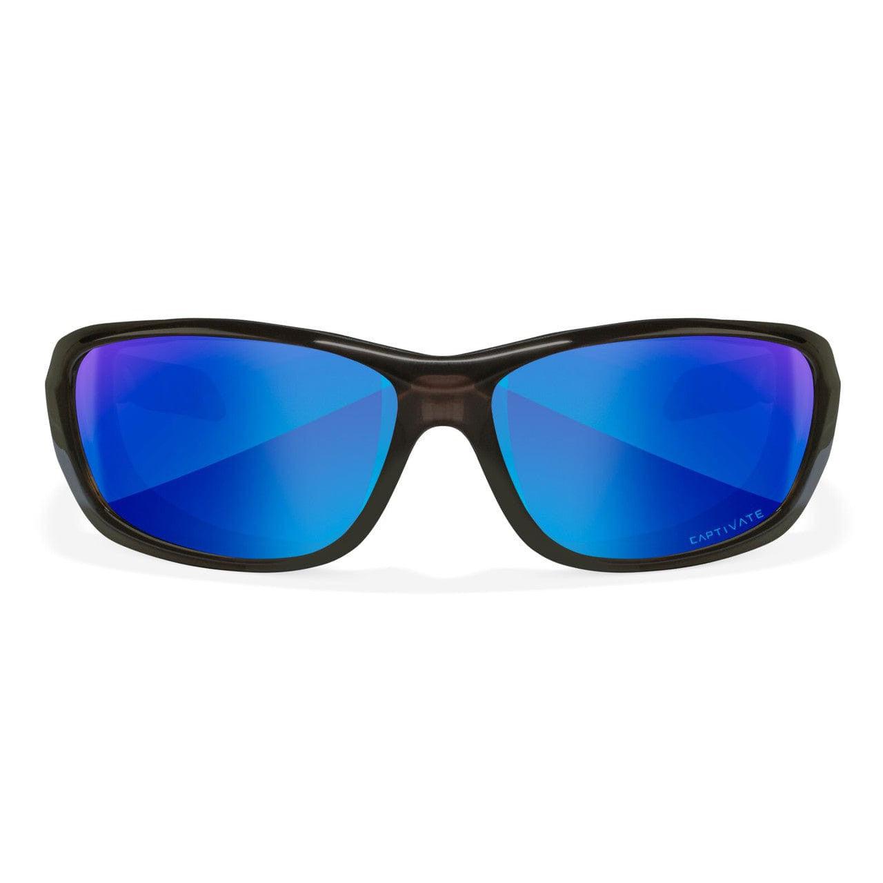 Wiley X Gravity Safety Sunglasses with Black Crystal Frame and Captivate Polarized Blue Mirror Lens CCGRA19 - Front View