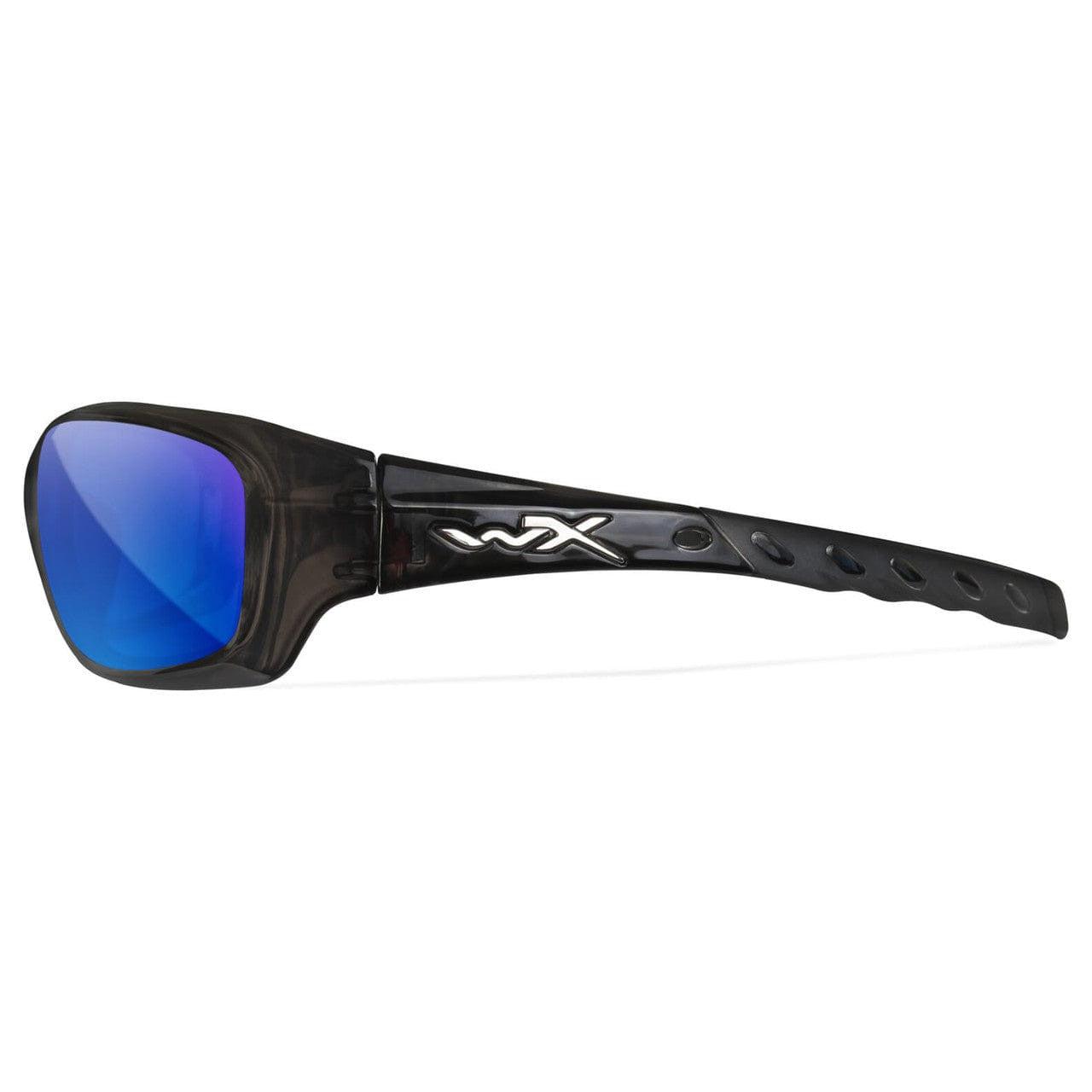 Wiley X Gravity Safety Sunglasses with Black Crystal Frame and Captivate Polarized Blue Mirror Lens CCGRA19 - Side View
