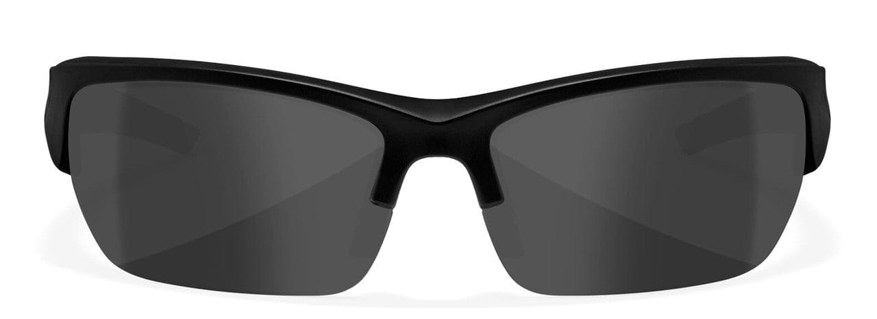 Wiley X Valor Black Ops Ballistic Sunglasses with Matte Black Frame and Smoke Grey Lens CHVAL01 - Front View
