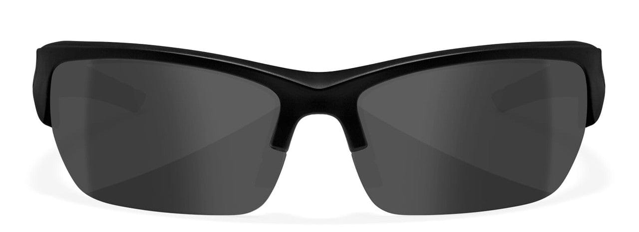 Wiley X Valor Black Ops Safety Sunglasses with Matte Black Frame and Polarized Smoke Gray Lenses CHVAL08 - Front View