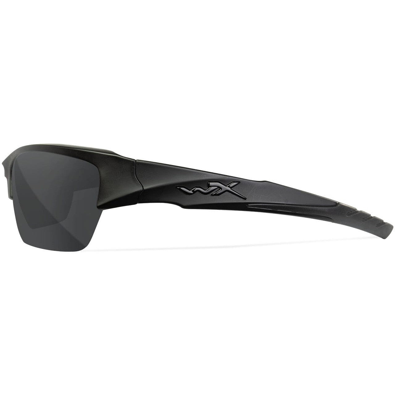 Wiley X Valor Black Ops Safety Sunglasses with Matte Black Frame and Polarized Smoke Gray Lenses CHVAL08 - Side View