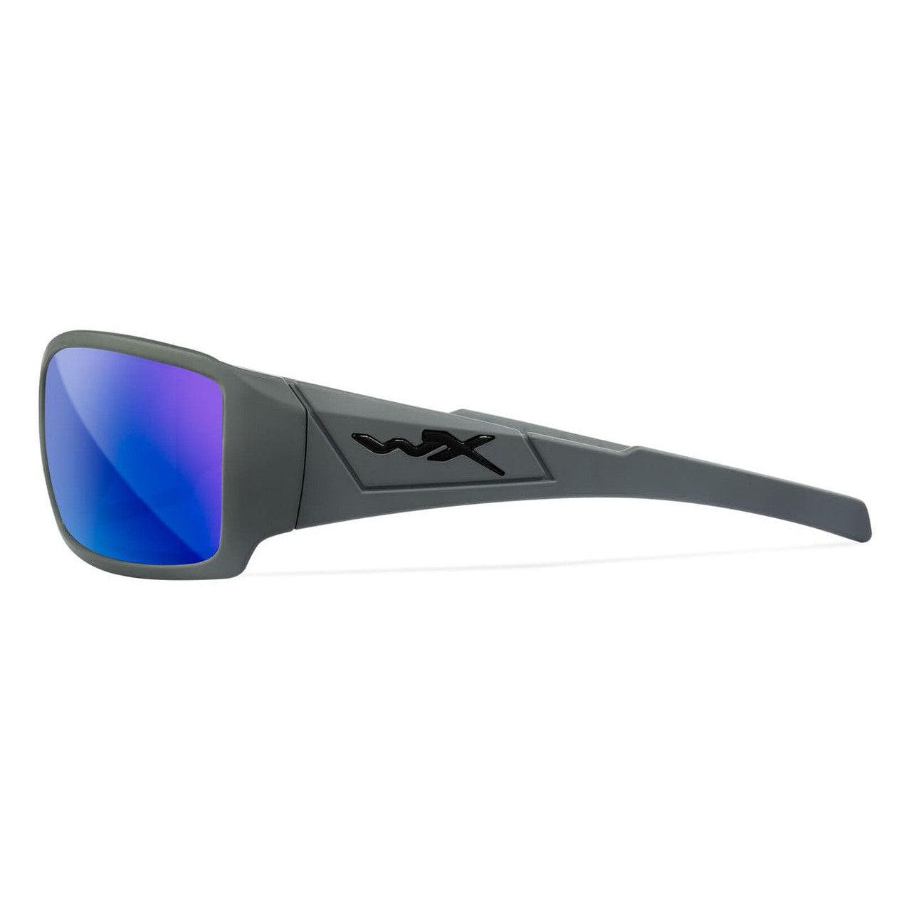Wiley X Twisted Safety Sunglasses with Matte Grey Frame and Captivate Polarized Blue Mirror Lens SSTWI09 - Side View