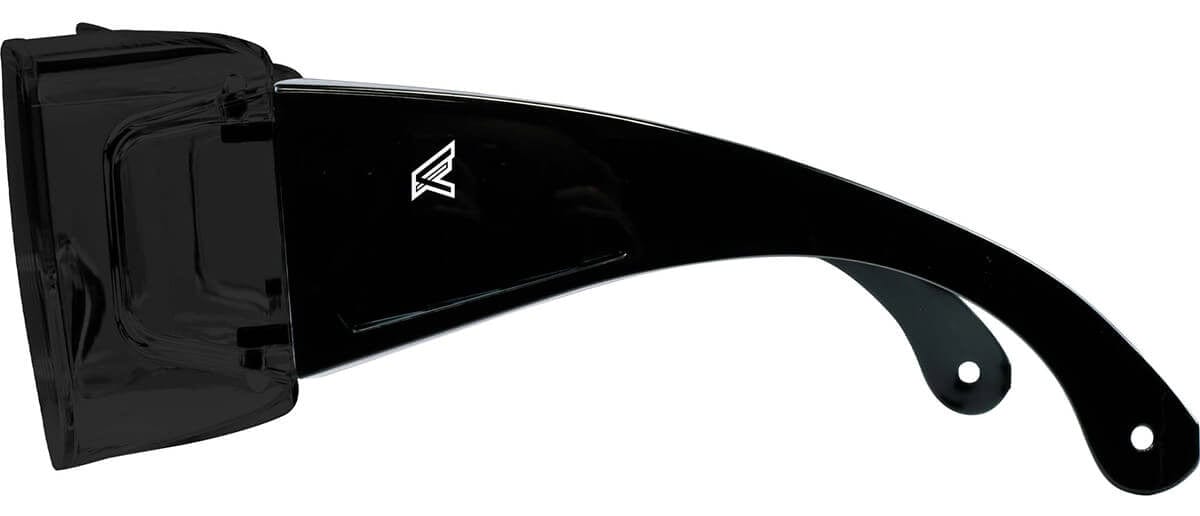 Edge Ossa OTG Safety Glasses with Black Temples and Smoke Lens XF116-L - Side View