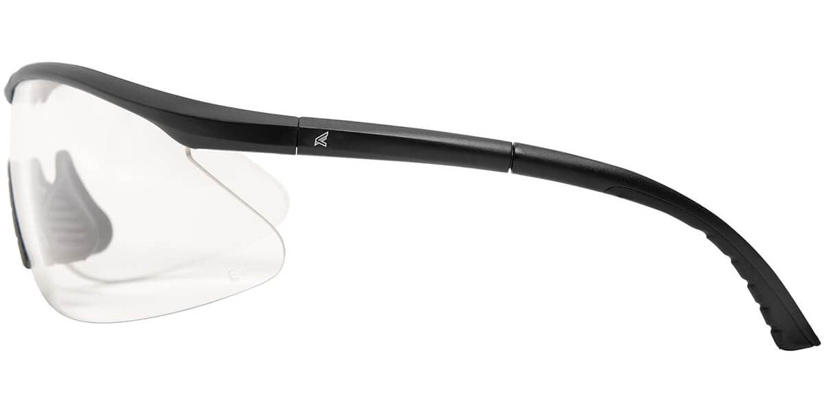 Edge Tactical Eyewear Fastlink Safety Glasses Black Frame Clear Vapor Shield Lens XFL611 - Side View