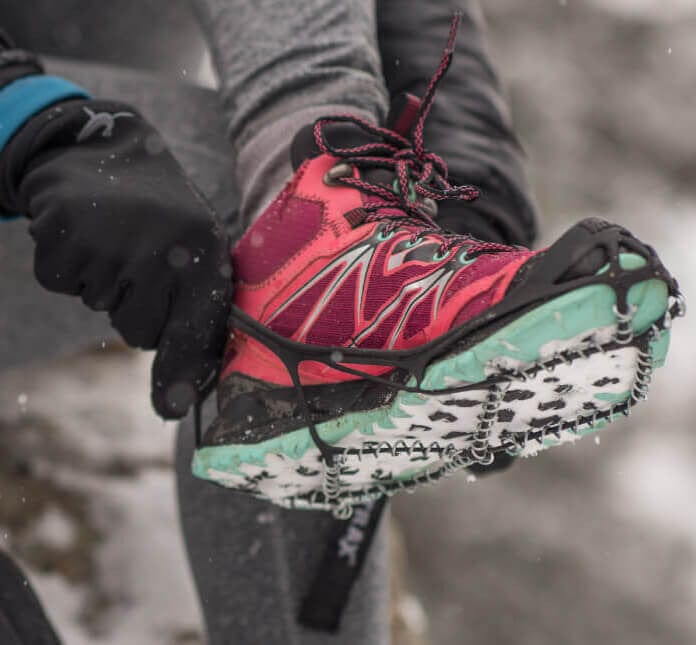 Yaktrax Pro Footwear Traction Installed On Boot