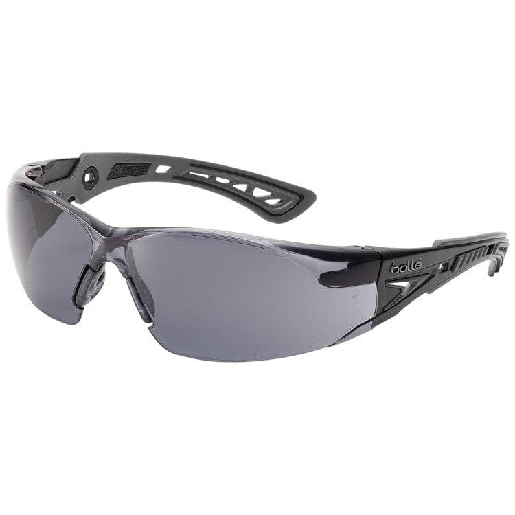 Bolle Rush Plus Safety Glasses with Black/Gray Temples and Smoke Lens with Platinum Anti-Fog 40208