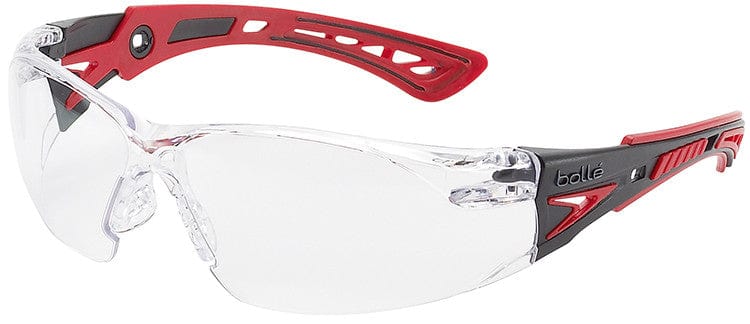 Bolle Rush Plus Safety Glasses with Black/Red Temples and Clear Lens with Platinum Anti-Fog 41080