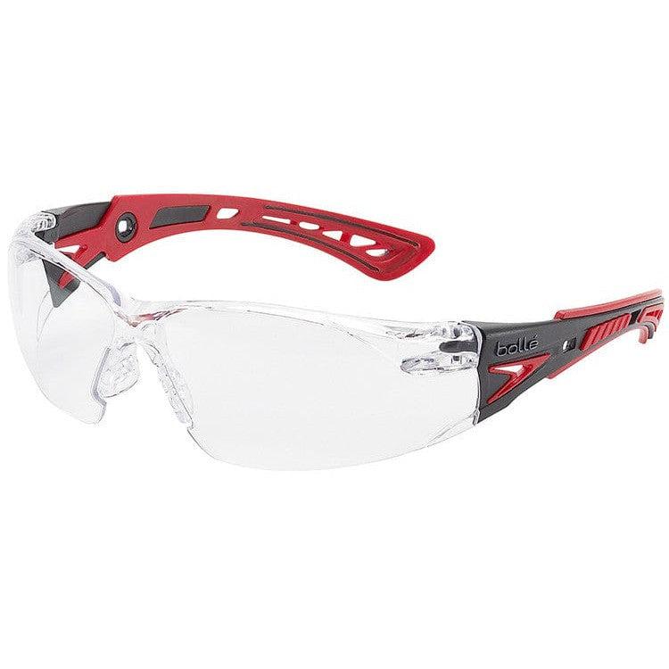 Bolle Rush Plus Safety Glasses with Black/Red Temples and Clear Lens with Platinum Anti-Fog 41080