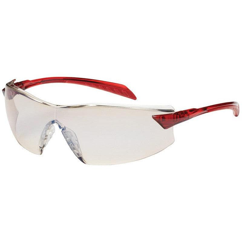 Bouton Radar Safety Glasses with Red Temple and Indoor/Outdoor Blue Anti-Fog Lens