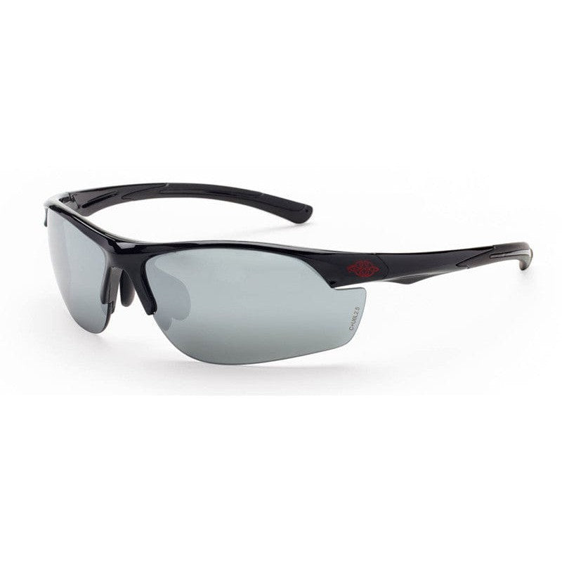 Crossfire AR3 Safety Glasses with Shiny Black Frame and Silver Mirror Lens 1663