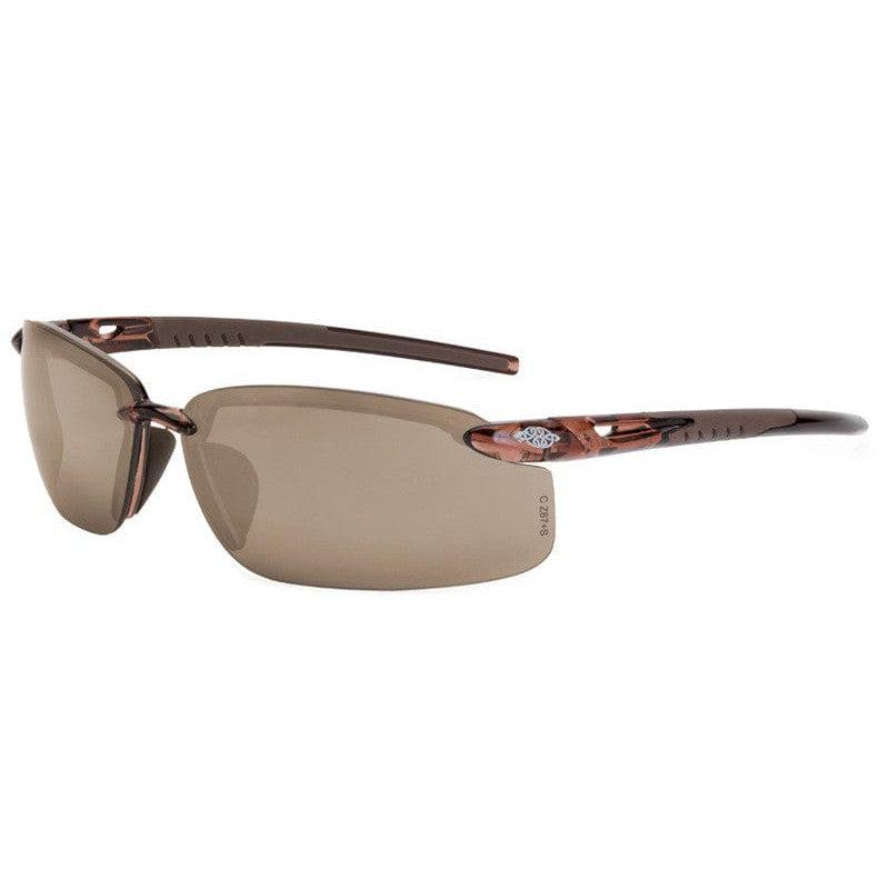 Crossfire ES5 Safety Glasses with Crystal Brown Frame and HD Brown Flash Mirror Lens