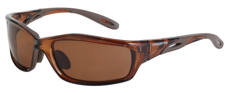 Crossfire Infinity Safety Glasses with Crystal Brown Frame and HD Brown Polarized Lens 21126