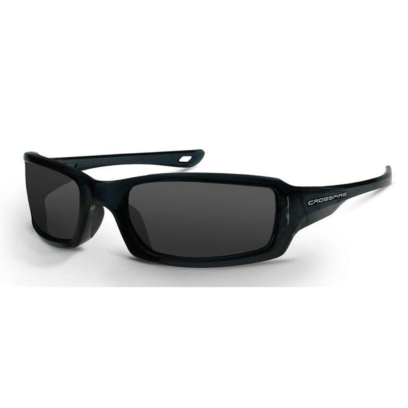 Crossfire M6A Safety Glasses with Crystal Black Frame and Smoke Lens