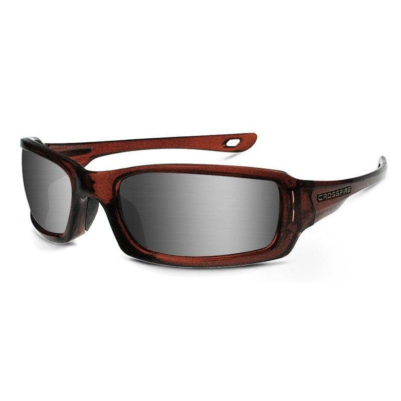 Crossfire M6A Safety Glasses with Crystal Brown Frame and Silver Mirror On Brown Lens