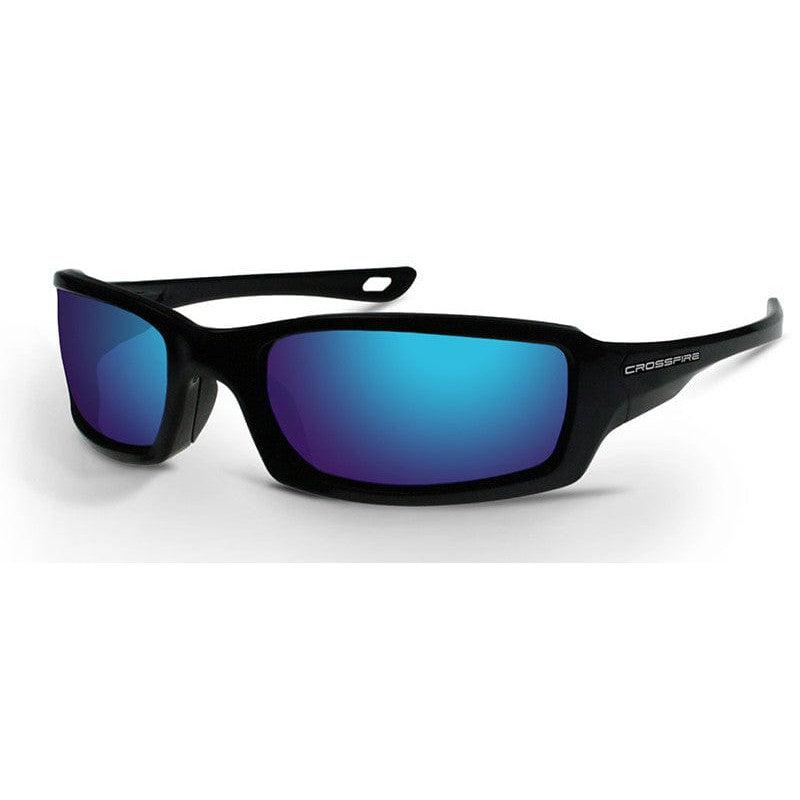 Crossfire M6A Safety Glasses with Metallic Blue Frame and Blue Mirror Lens