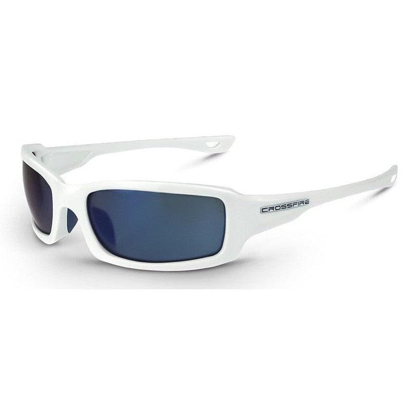 Crossfire M6A Safety Glasses with White Frame and Blue Mirror Lens