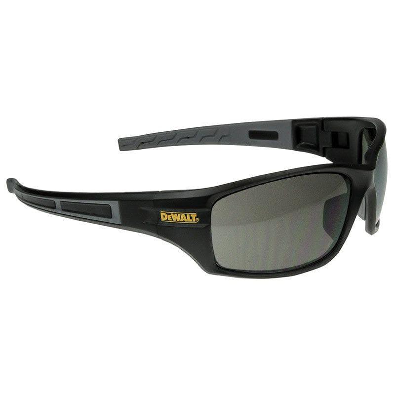 DeWalt Auger DPG101-2D Safety Glasses Black Frame with Smoke Lenses Profile View