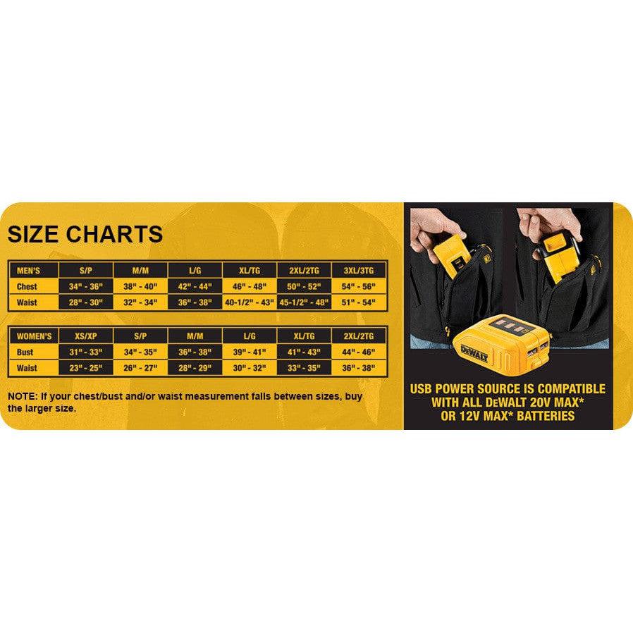 DEWALT® Women's Heated Soft Shell Coat Kitted DCHJ066C1 Size Chart