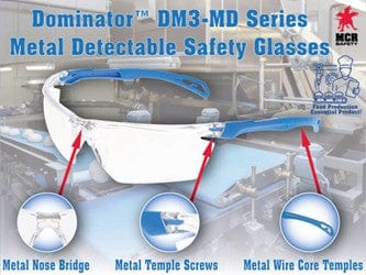 MCR Safety Dominator DM3-MD Metal Detectable Safety Glasses Key Specs