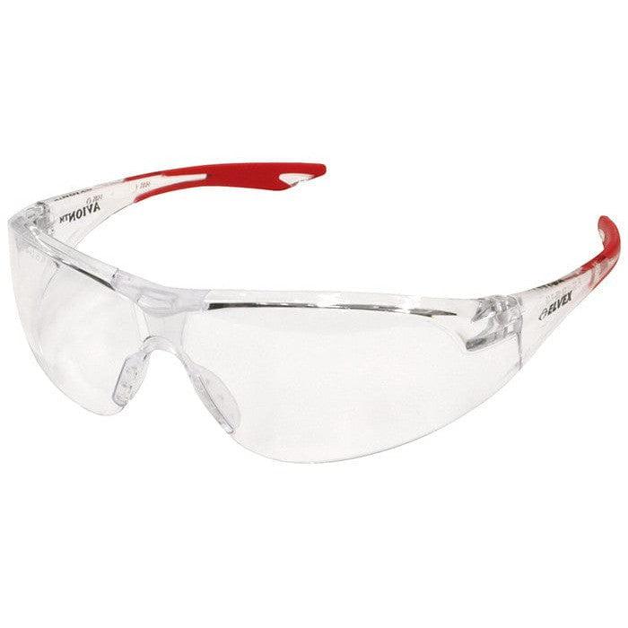 Elvex Avion Safety Glasses with Red Temple Tip and Clear Lens