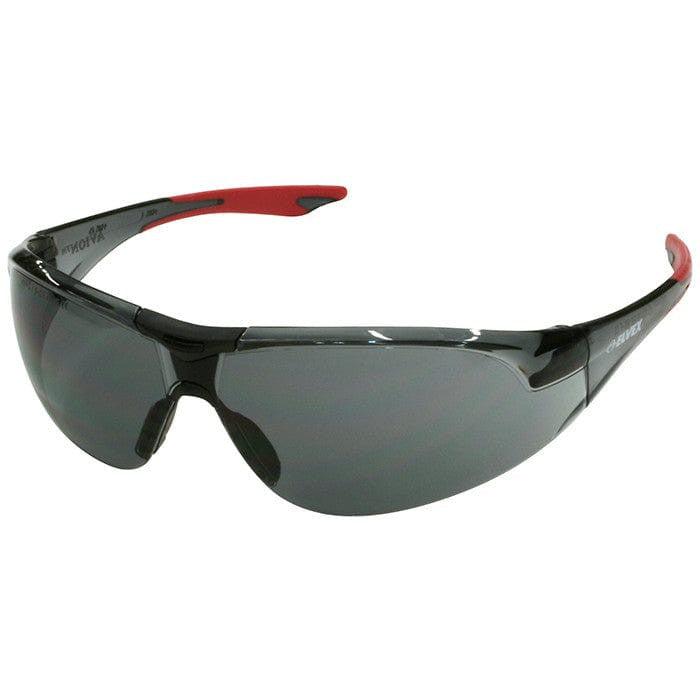 Elvex Avion Safety Glasses with Red Temple Tip and Gray Lens