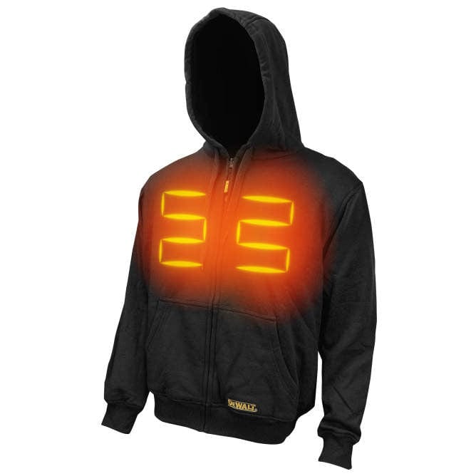 DeWalt DCHJ067B Unisex Black Heated Hoodie Sweatshirt Bare Front Heat Zone