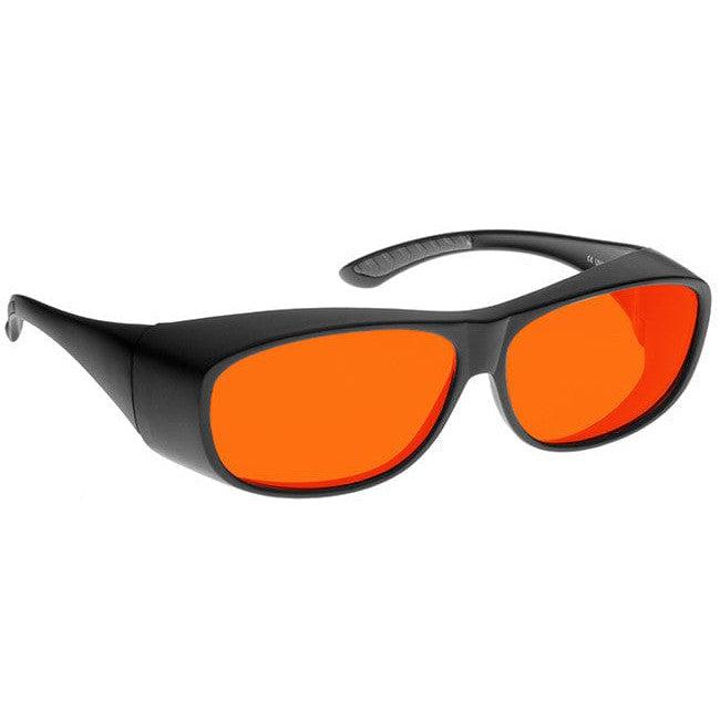 NoIR BluGard OTG Deluxe Nighttime Eyewear with Black Over-Prescription Large Frame and Orange Lens