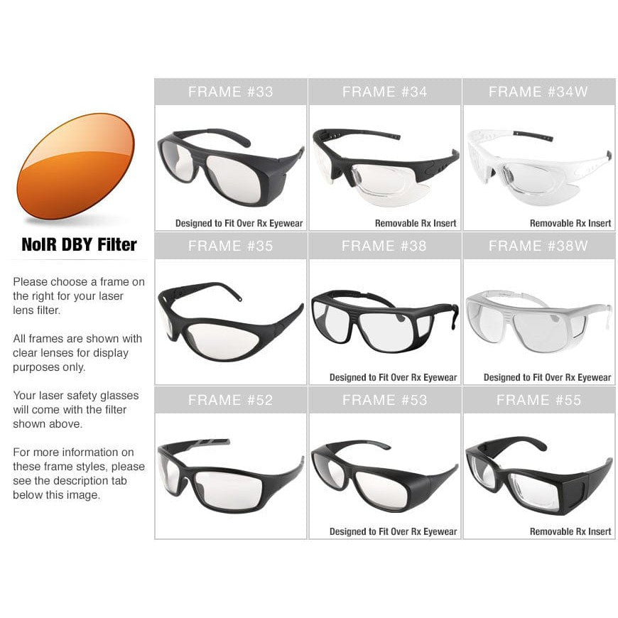NoIR DBY Filter for Q-Switched/Doubled Nd:YAG Lasers (190-532nm/940nm/980nm/1064nm)--Safety Glasses USA-2